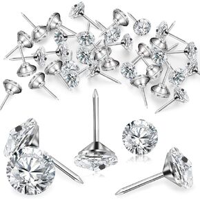 Upholstery Nails Tacks Decorative Push Pins Fancy Diamond Crystal Furniture Head Thumb Tacks for Furniture Sofa Headboards Cork Board