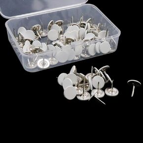 Upholstery Tacks,100 PCS Sofa Thumb Tacks Furniture Tacks Nails for Upholstery Decorative,Upholstery Pins, Upholstery Nails,Tacks for Furniture(Flat White)