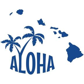 ND306B Hawaii Aloha Decal Sticker | 8-Inches By 6.2-Inches | Premium Quality Blue Vinyl
