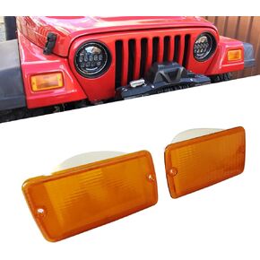 Compatible with 1997-2006 Jeep Wrangler Driver and Passenger Side Turn Signal Side Marker Light Lens Housing Replace for 55157033AA 55157032AA ;(Smoke Lens)