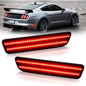 D-Lumina LED Side Marker Lights Dual Rows White Compatible with Fo-rd Mustang 2010-2014, Smoked Lens Front & Rear Fender Side Markers, Driver & Passenger Side Bumper Lights, Pack of 4