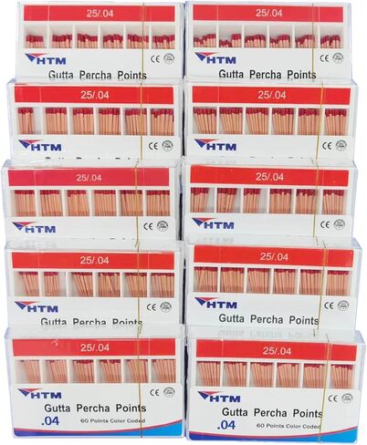 HTM Gutta Percha Points 0.04 تفتق خاص #15، #20، #25، #30، #35، #40، #15-#40، #45-#80 لكل صندوق 60 نقطة (0.04-#25-5 حزمة) in Kuwait