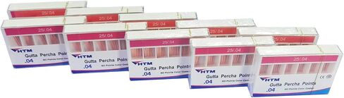 HTM Gutta Percha Points 0.04 تفتق خاص #15، #20، #25، #30، #35، #40، #15-#40، #45-#80 لكل صندوق 60 نقطة (0.04-#25-5 حزمة) in Kuwait