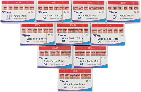 HTM Gutta Percha Points 0.04 Special Taper #15,#20,#25,#30,#35,#40,#15-#40,#45-#80 per Box 60 Points（0.04-#25-5 Pack） in Saudi Arabia