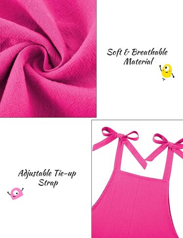 Girls Romper Sleeveless Adjustable Tie-Up Strap Short Jumpsuits Summer Clothes with Pocket 5-12 years in Saudi Arabia
