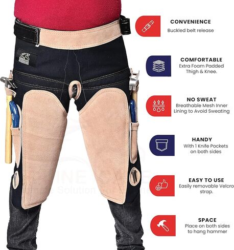 مريلة Femme Farrier: شقوق من الجلد والقماش للسيدات - مريلة مغناطيسية مقاس 25 بوصة مع خصر فيلكرو، وجيوب أدوات وحلقات مطرقة - قابلة للتعديل (28-48 بوصة) in Kuwait