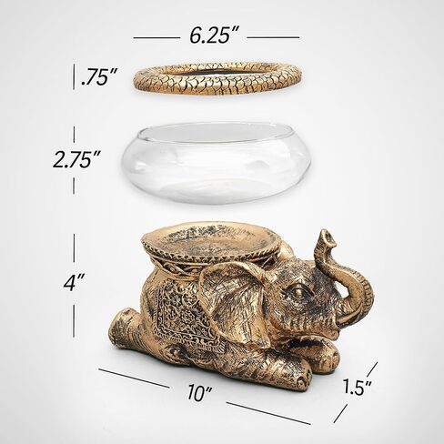 New Good Luck Decorative Gold Antiqued Elephant Glass Bowl,Terrarium or Candle Holder with Color Gift Box in Saudi Arabia