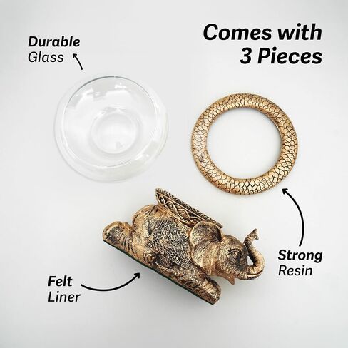 New Good Luck Decorative Gold Antiqued Elephant Glass Bowl,Terrarium or Candle Holder with Color Gift Box in Saudi Arabia