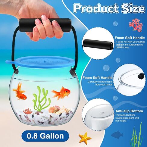 Feekoon Catch and Release Plastic Beach Aquarium Kit, Clear and Transparent Portable Handheld Tank, Great Concept for Catching and Release Critters, Ideal for Beach, Pool and Lake in Kuwait