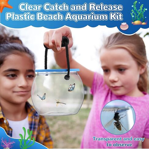 Feekoon Catch and Release Plastic Beach Aquarium Kit, Clear and Transparent Portable Handheld Tank, Great Concept for Catching and Release Critters, Ideal for Beach, Pool and Lake in Kuwait