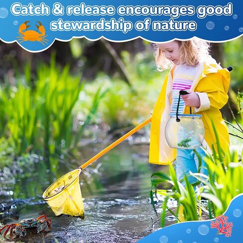 Feekoon Catch and Release Plastic Beach Aquarium Kit, Clear and Transparent Portable Handheld Tank, Great Concept for Catching and Release Critters, Ideal for Beach, Pool and Lake in Kuwait