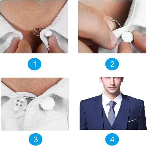 Collar Extenders for Mens Shirts, 12PCS Button Extender for Pants, Premium Collar Extenders for Mens Shirts, Button Extenders for Mens Dress Shirts Suits Trouser, Coat, Shirts (Silver Black White) in Saudi Arabia