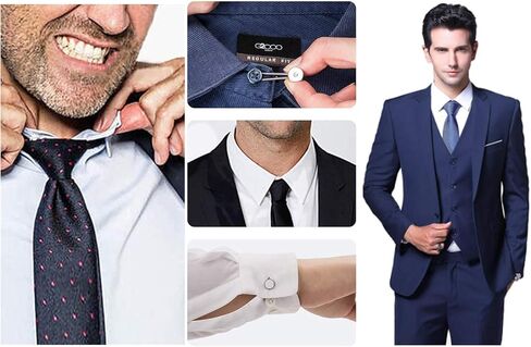 Collar Extenders for Mens Shirts, 12PCS Button Extender for Pants, Premium Collar Extenders for Mens Shirts, Button Extenders for Mens Dress Shirts Suits Trouser, Coat, Shirts (Silver Black White) in Saudi Arabia