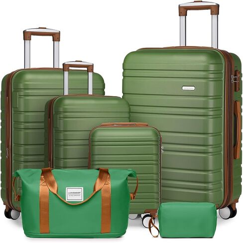 مجموعات حقائب لارفندر مكونة من 6 قطع، مجموعة حقائب حمل صلبة قابلة للتوسيع مع عجلات دوارة، حقيبة سفر خفيفة الوزن للرجال والنساء مع قفل TSA، أسود in Kuwait