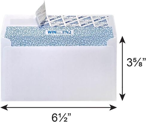500#6 3/4 Self-Seal Security WINPAQ Envelopes, Security Tint and Pattern, Redi-Strip Closure, 24lb White Wove, 3-5/8 x 6-1/2, 500/Counts in Kuwait