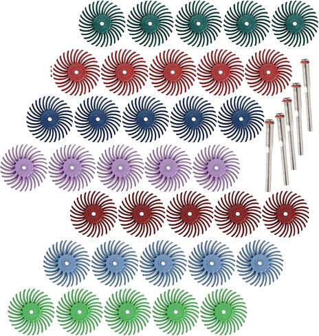𝐋𝐮𝐨 𝐤𝐞 40 Pcs Radial Bristle Brush Disc,1/8 Inch Shank Bristle Wire Brushes Wheel for Rotary Tool Include Dremel-Mixed Grit 80# 120# 220# 320# 400# 600# 1000# in Saudi Arabia