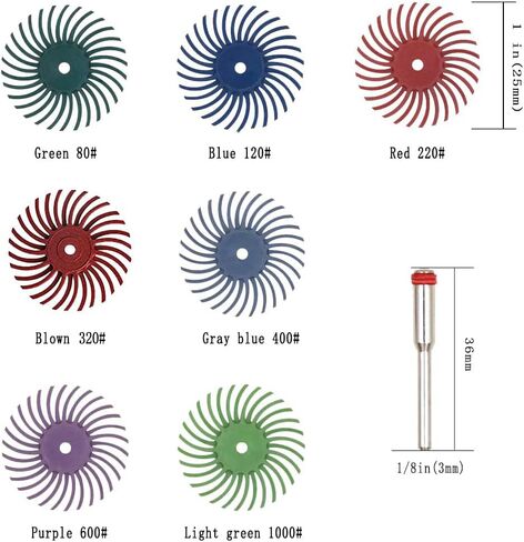 𝐋𝐮𝐨 𝐤𝐞 40 Pcs Radial Bristle Brush Disc,1/8 Inch Shank Bristle Wire Brushes Wheel for Rotary Tool Include Dremel-Mixed Grit 80# 120# 220# 320# 400# 600# 1000# in Saudi Arabia