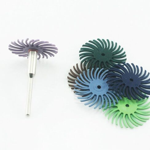 𝐋𝐮𝐨 𝐤𝐞 40 Pcs Radial Bristle Brush Disc,1/8 Inch Shank Bristle Wire Brushes Wheel for Rotary Tool Include Dremel-Mixed Grit 80# 120# 220# 320# 400# 600# 1000# in Saudi Arabia