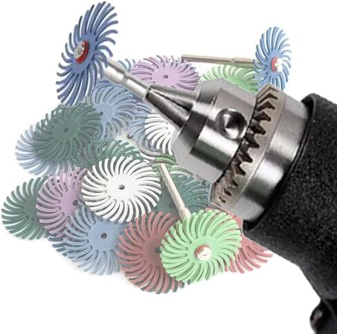 𝐋𝐮𝐨 𝐤𝐞 40 Pcs Radial Bristle Brush Disc,1/8 Inch Shank Bristle Wire Brushes Wheel for Rotary Tool Include Dremel-Mixed Grit 80# 120# 220# 320# 400# 600# 1000# in Saudi Arabia