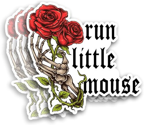 Run Little Mouse Sticker Black Rose Kindle Skeleton Haunting Adeline Hunting Adeline Dark Romance Booktok Bookish Book Lover Vinyl Die Cut Sticker for Car Laptop Phone Water Bottle (3 Inches(3Pcs)) in Kuwait