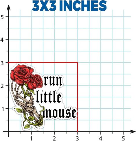 Run Little Mouse Sticker Black Rose Kindle Skeleton Haunting Adeline Hunting Adeline Dark Romance Booktok Bookish Book Lover Vinyl Die Cut Sticker for Car Laptop Phone Water Bottle (3 Inches(3Pcs)) in Kuwait