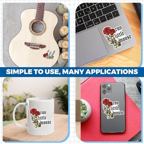 Run Little Mouse Sticker Black Rose Kindle Skeleton Haunting Adeline Hunting Adeline Dark Romance Booktok Bookish Book Lover Vinyl Die Cut Sticker for Car Laptop Phone Water Bottle (3 Inches(3Pcs)) in Kuwait