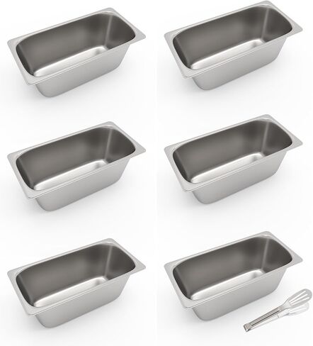 1/3 Size Steam Table Pans, 6 Pack Hotel Pan 6" Deep, 0.7mm Thickness Stainless Steel Food Pan, Steam Pan for Restaurant, Kitchen, Commercial Supplies in Saudi Arabia