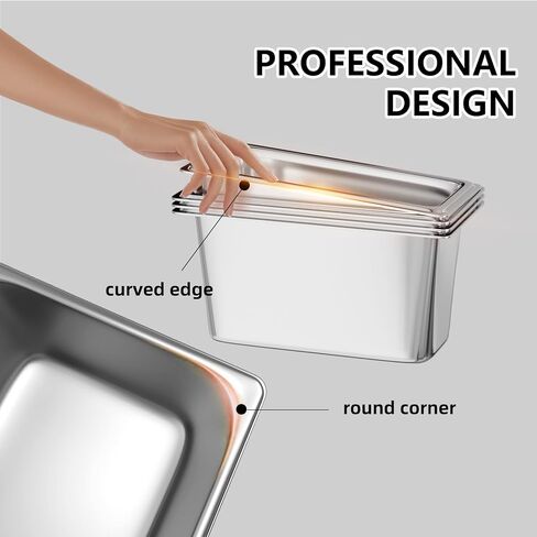 1/3 Size Steam Table Pans, 6 Pack Hotel Pan 6" Deep, 0.7mm Thickness Stainless Steel Food Pan, Steam Pan for Restaurant, Kitchen, Commercial Supplies in Saudi Arabia