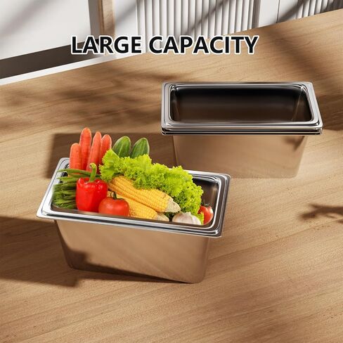 1/3 Size Steam Table Pans, 6 Pack Hotel Pan 6" Deep, 0.7mm Thickness Stainless Steel Food Pan, Steam Pan for Restaurant, Kitchen, Commercial Supplies in Saudi Arabia