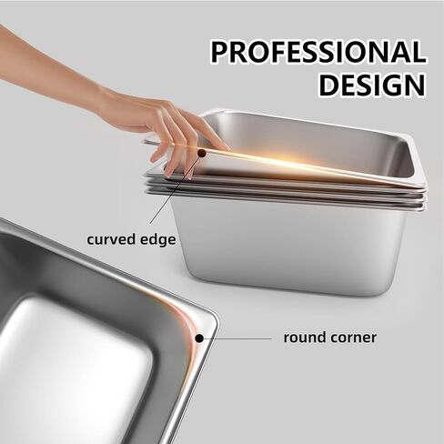 1/3 Size Steam Table Pans, 6 Pack Hotel Pan 6" Deep, 0.7mm Thickness Stainless Steel Food Pan, Steam Pan for Restaurant, Kitchen, Commercial Supplies in Kuwait