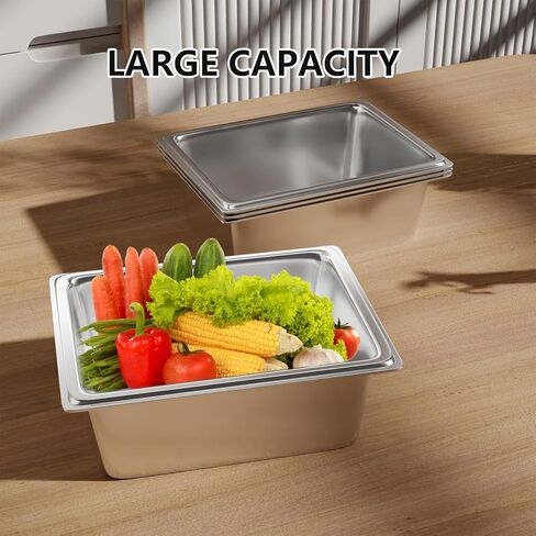 1/3 Size Steam Table Pans, 6 Pack Hotel Pan 6" Deep, 0.7mm Thickness Stainless Steel Food Pan, Steam Pan for Restaurant, Kitchen, Commercial Supplies in Kuwait