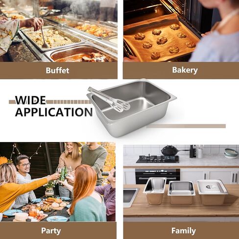 1/3 Size Steam Table Pans, 6 Pack Hotel Pan 6" Deep, 0.7mm Thickness Stainless Steel Food Pan, Steam Pan for Restaurant, Kitchen, Commercial Supplies in Kuwait