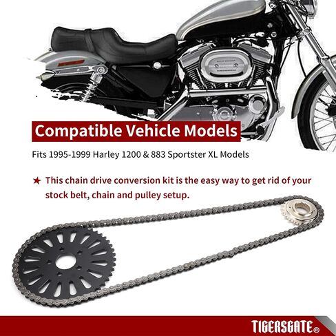 مجموعة تحويل ضرس ناقل الحركة من الحزام إلى السلسلة متوافقة مع 1995-1999 Harley 1200 & 883 Sportster XL in Kuwait