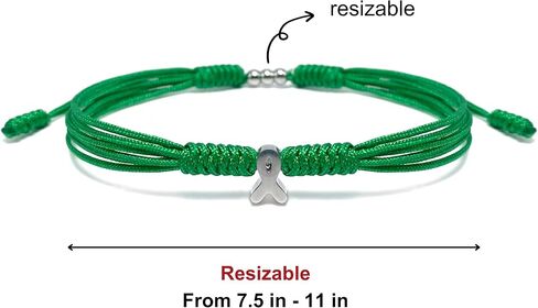 Green Awareness Bracelet for Organ Donor, Mental Health, Scoliosis, Liver Gallbladder Bile Duct Cancer, Kidney, Cerebral Palsy, Gastroparesis and More, Protection String in Kuwait