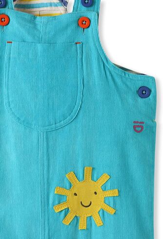 Organic Cotton Applique Baby Infant Toddler Overalls - Turquoise/Rainbow Stripes - Girl Boy Dungarees (0-4 Years) in Saudi Arabia