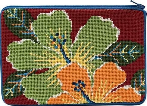 مجموعة محفظة مستحضرات التجميل Stitch & Zip Needlepoint - الكركديه الساطع in Kuwait
