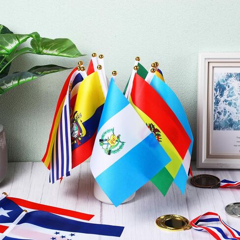 110 Pcs 22 Countries Spanish Speaking Stick Flags Small Assorted Latin America Latino Hand Held Flags Mini Flags on Sticks for Classroom Decoration Heritage Hispanic Month 8.3 x 5.5 in 5 Pack in Saudi Arabia