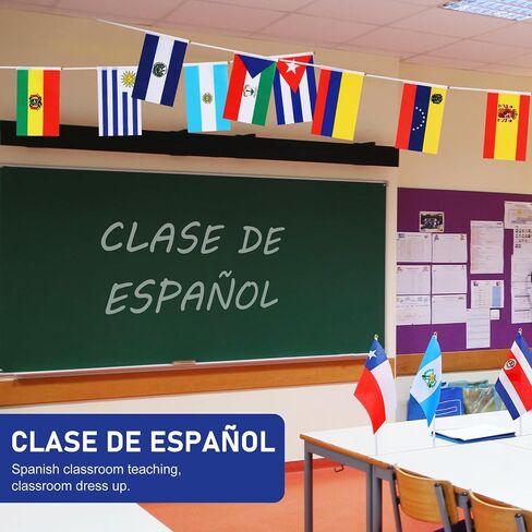 110 Pcs 22 Countries Spanish Speaking Stick Flags Small Assorted Latin America Latino Hand Held Flags Mini Flags on Sticks for Classroom Decoration Heritage Hispanic Month 8.3 x 5.5 in 5 Pack in Saudi Arabia