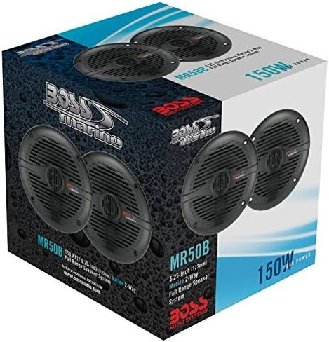 BOSS Audio Systems MR52B 150 Watt Per Pair, 5.25 Inch, Full Range, 2 Way Weatherproof Marine Speakers Sold in Pairs, Black in Saudi Arabia