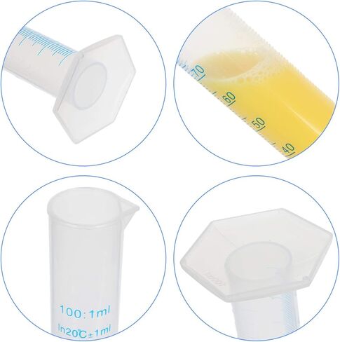 Plastic Graduated Cylinder 100ml, 10 Pack Plastic Transparent Graduated Cylinder 2-Sided Measuring Lines Science Measuring Test Tube Flask for Lab Household in Kuwait