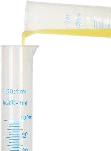Plastic Graduated Cylinder 100ml, 10 Pack Plastic Transparent Graduated Cylinder 2-Sided Measuring Lines Science Measuring Test Tube Flask for Lab Household in Kuwait