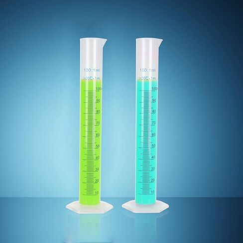 Plastic Graduated Cylinder 100ml, 10 Pack Plastic Transparent Graduated Cylinder 2-Sided Measuring Lines Science Measuring Test Tube Flask for Lab Household in Kuwait
