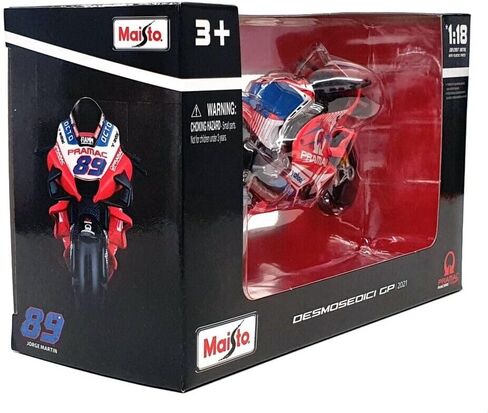 Bburago 1/18 Scale 36379 - Ducati Desmosedice GP Pramac Motorbike Moto GP Racing #89 Jorge Martin in Saudi Arabia