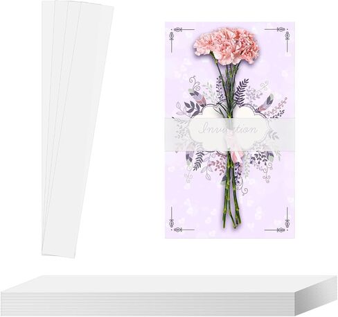 50pcs Vellum Belly Band, Clear Invitation Band for 5x7 & 4x6 Inch Invitations Postcard Vellum Wedding Invitations Wrap Vellum Paper Belly Band for Decorating Invitations Envelopes in Saudi Arabia