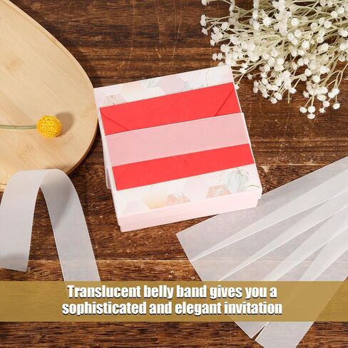 50pcs Vellum Belly Band, Clear Invitation Band for 5x7 & 4x6 Inch Invitations Postcard Vellum Wedding Invitations Wrap Vellum Paper Belly Band for Decorating Invitations Envelopes in Saudi Arabia
