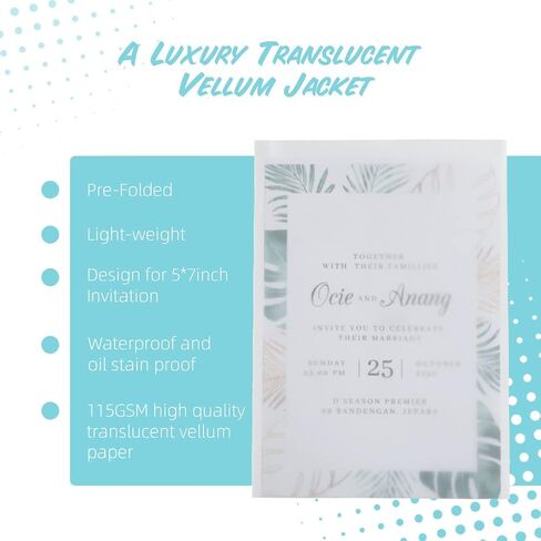 سترات ورقية مطوية مسبقًا لدعوات مقاس 5 × 7: 60 قطعة من أغلفة دعوات الزفاف الورقية الشفافة in Kuwait