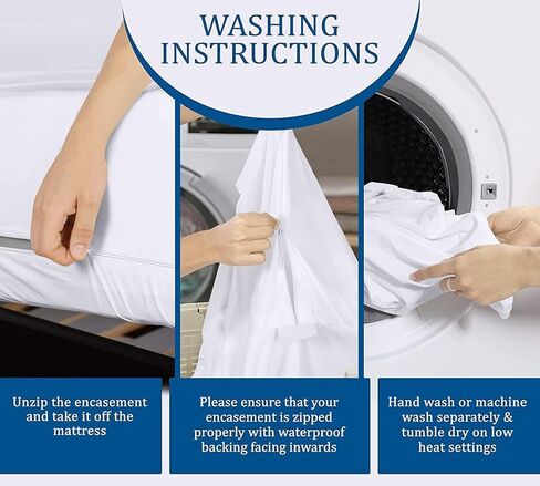 غطاء مرتبة بسحاب من يوتوبيا كامل - واقي مرتبة مقاوم للماء بنسبة 100% ومقاوم لبق الفراش - غطاء مرتبة ماص، بستة جوانب in Kuwait