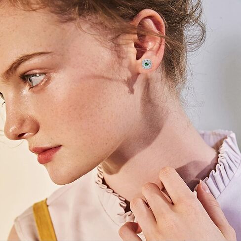 1/10cttw Real Diamond Earring Jackets with Gemstone Studs,Sterling Silver Vintage Earrings with Diamonds for Women(G-H Color, I2-I3 Clarity) in Saudi Arabia