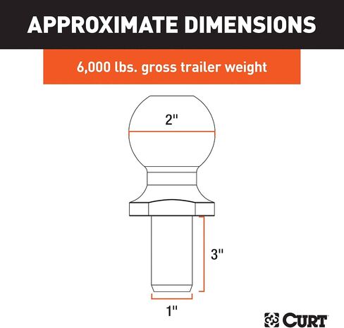 CURT 40074 Chrome Trailer Hitch Ball, 6,000 lbs, 2-Inch Diameter, 1 x 3-Inch Shank , White in Saudi Arabia