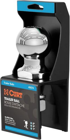 CURT 40074 Chrome Trailer Hitch Ball, 6,000 lbs, 2-Inch Diameter, 1 x 3-Inch Shank , White in Saudi Arabia
